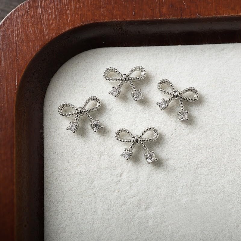 Bow Nail Charms Set 3PCS 10x9mm 3D Zircon Rhinestone Nail Art Decorations Cute Luxury Nail Accessories Kit
