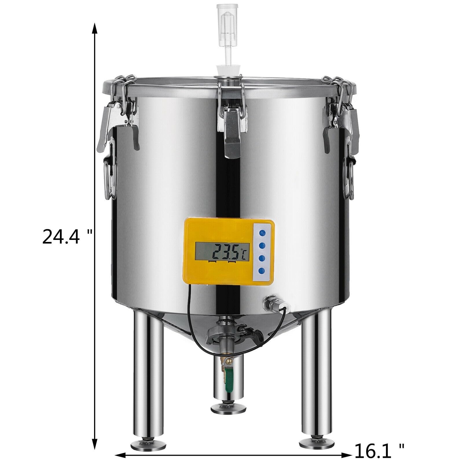 Cubo for fermentador de cerveza, acero inoxidable 304, 15L-50L, bote vino alto sellado for bebidas, elaboración lácteos, promoción la fermentación,Alta Estabilidad(26L)