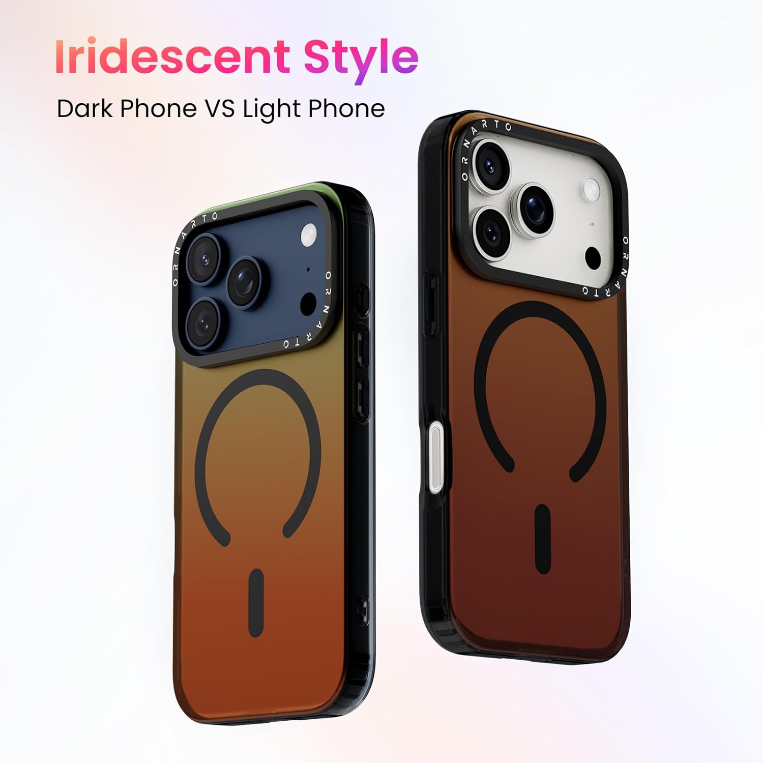 ORNARTO Compatible with iPhone 17 Pro Max Case 6.9", Electroplated Iridescent Gradient Cover, Compatible with MagSafe, Slim Rainbow Phone Case – Midnight Black - Image 3