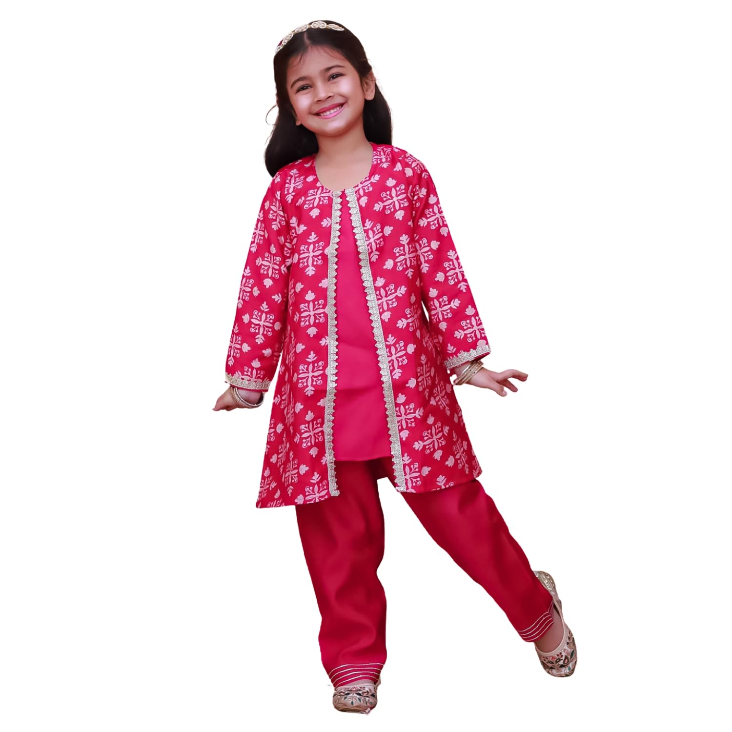 superminis Girls Slik Blend Floral Print Full Sleeve Kurti Pant Set - Review, Price and Buying Guide