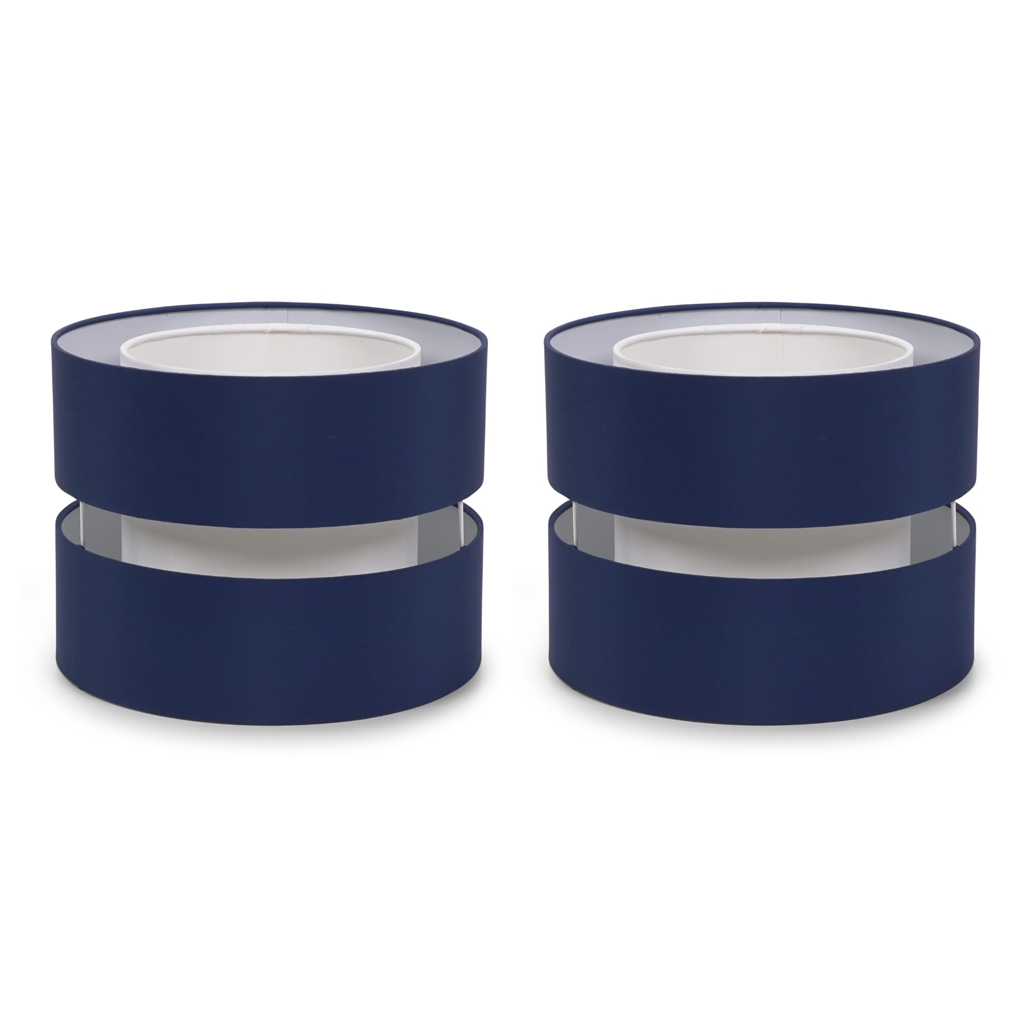 ValueLights Sophia Pair of Two Small 26cm Drum Easy Fit Ceiling Light Lamp Shades in Navy | Size: 10 inches
