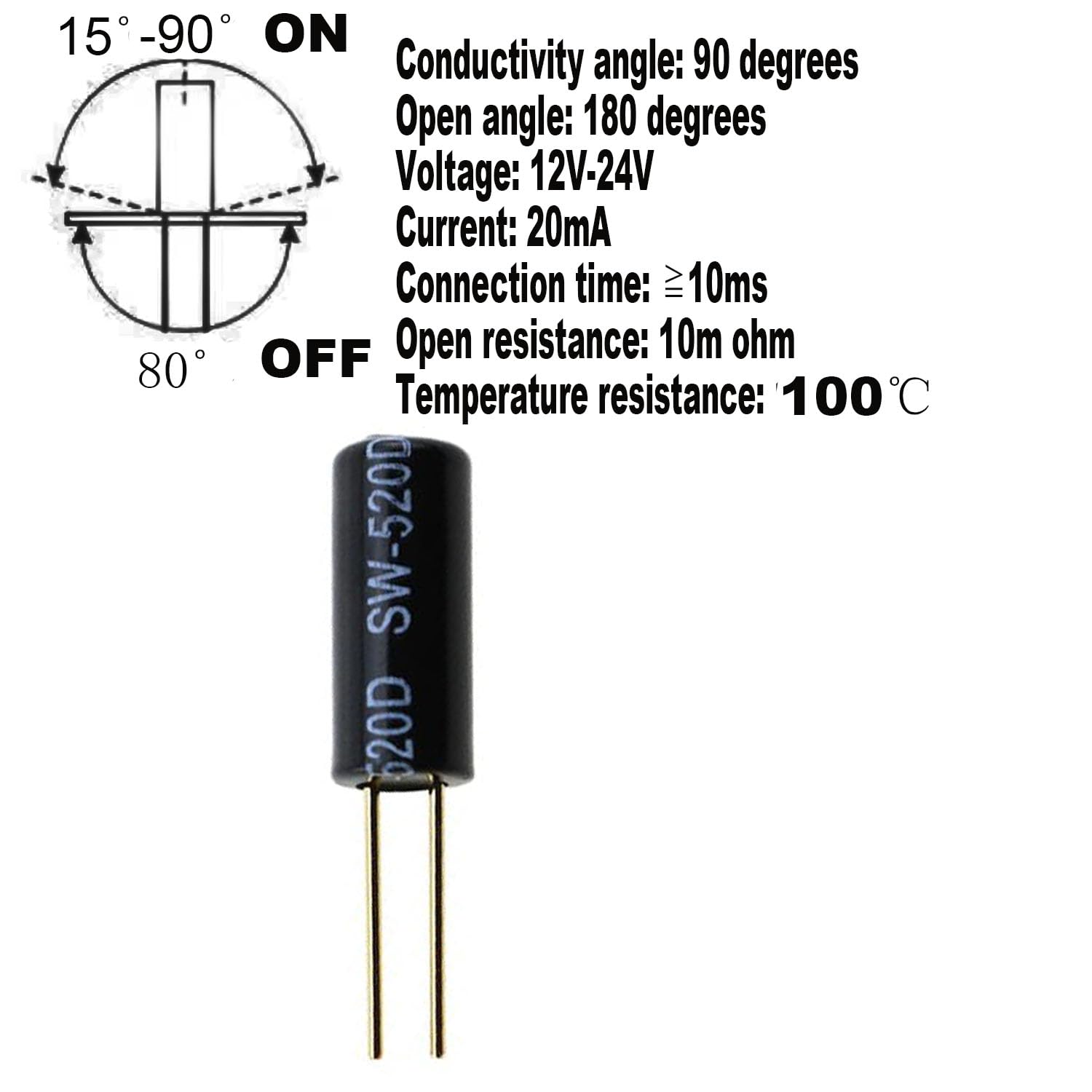 50 Interruttori A Sensore Di Inclinazione SW-520D 12V-24V Per Arduino, Allarmi, Smart Car