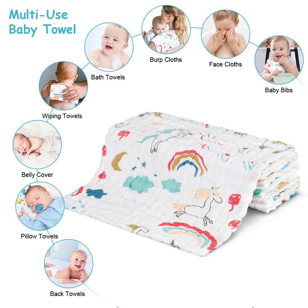 Mussola Neonato 6 Pezzi 30x30cm 100% Cotone Panni Burp Assorbente Traspirante