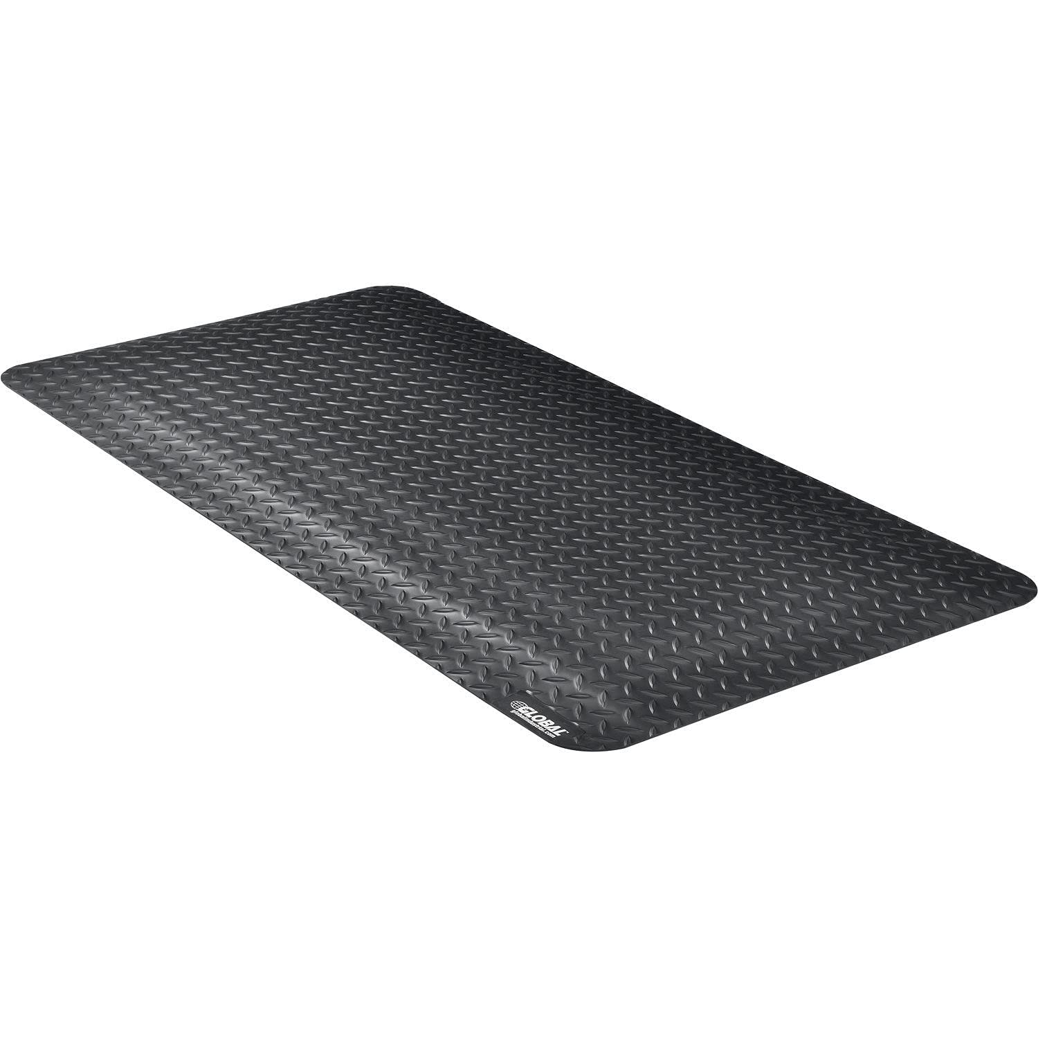 24" W x 48L Diamond Plate Ergonomic Anti Fatigue Mat by Global Industrial – 24" W x 48L, Vinyl, Black, Model 39267090020000400