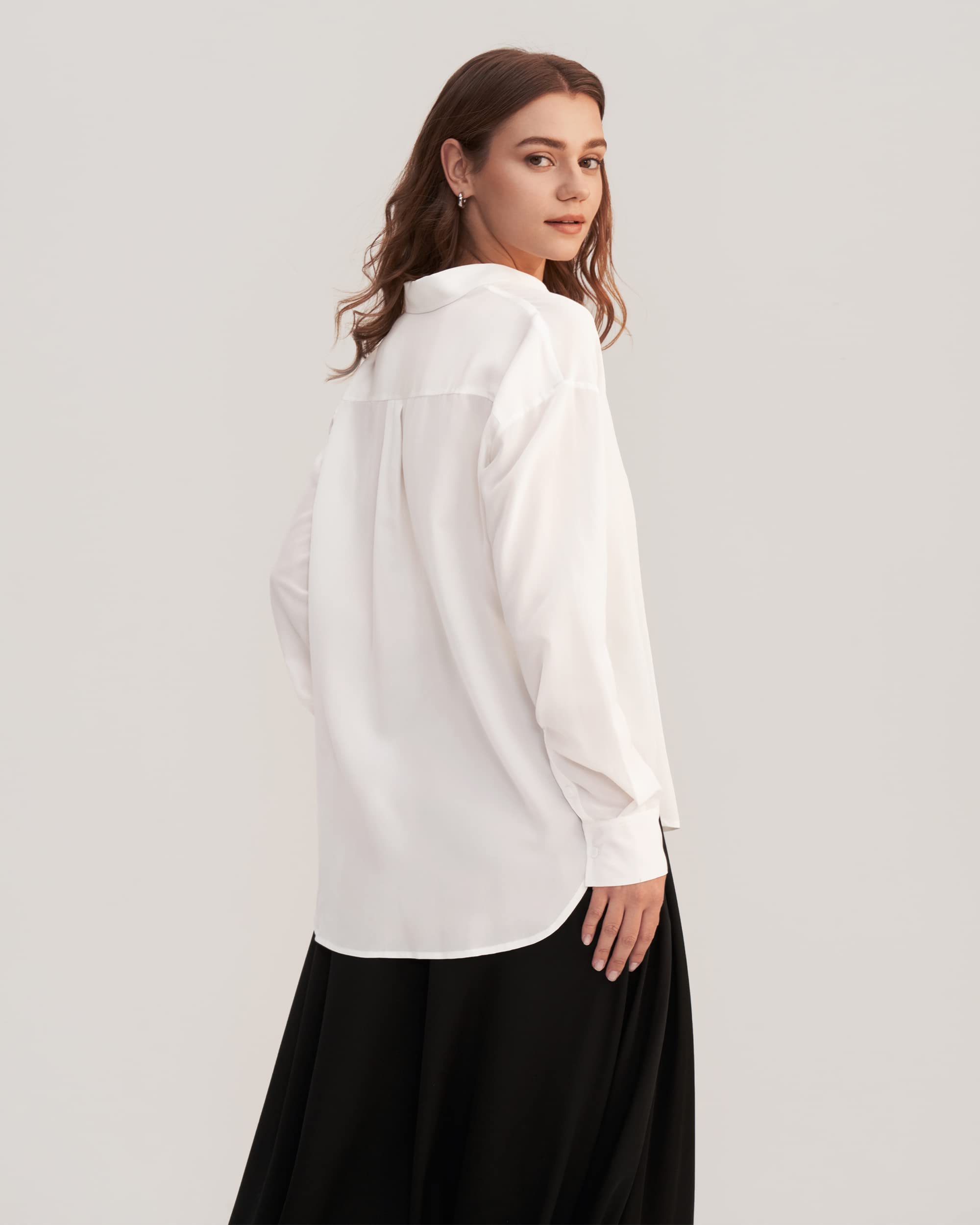 LilySilk Damen Reine Seidenhemd Damenbluse Damenhemd Klassische Bluse V-Ausschnitt Elegante Freizeitkleidung