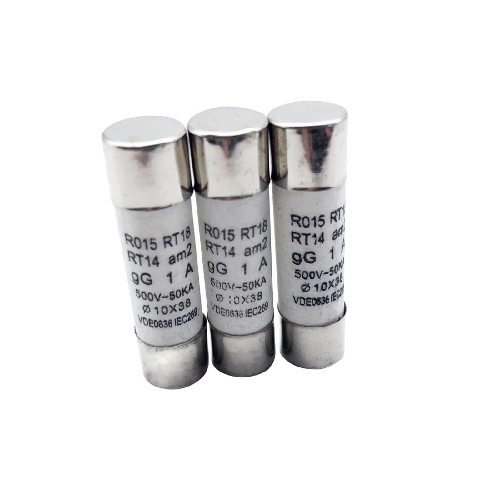 Fusibles cilíndricos de tubo cerámico, Fusible de acción rápida de 10 x 38 mm, 500 V, 1 A, 2 A, 3 A, 4 A, 5 A, 6 A, 8 A, 10 A, 16 A, 20 A, 25 A, 32 A, 120 unidades por caja.