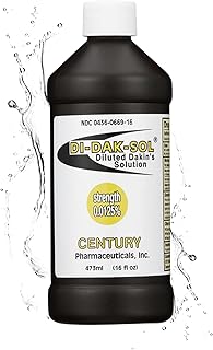 Dakin's Di-Dak-Sol Diluted Solution 0.0125% Sodium Hypochlorite Wound Cleanser for Acute and Chronic Wounds, Non-cytotoxic Antimicrobial No-Rinse Gentle Formula, Safe for Home or Clinical Use, 16 oz