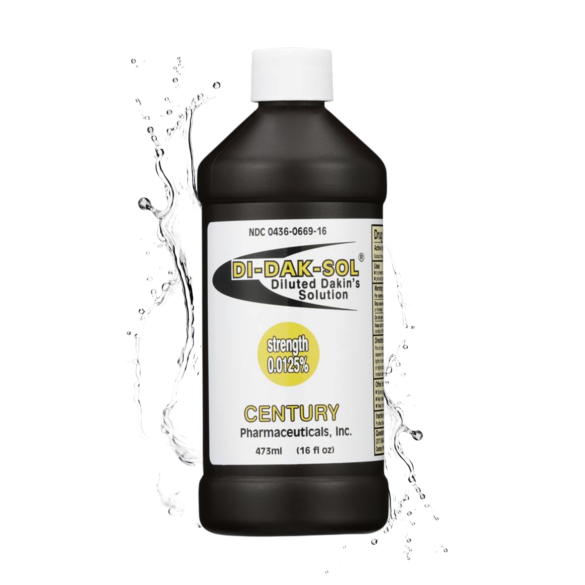 Dakin's Di-Dak-Sol Diluted Solution 0.0125% Sodium Hypochlorite Wound Cleanser for Acute and Chronic Wounds, Antimicrobial No-Rinse Gentle Formula, Safe for Home or Clinical Use, 16 oz