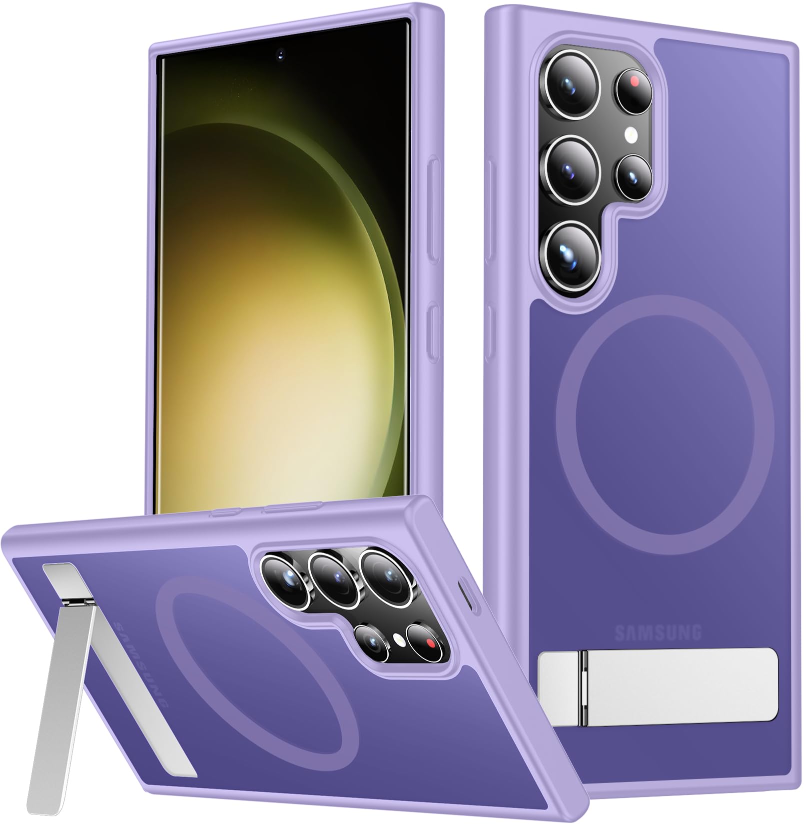 SPIDERCASE for Samsung Galaxy S23 Ultra Case, Built-in Stand, Light Purple