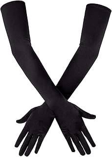 SAVITA Long Elbow Satin Gloves Set 21" Stretchy 1920s Opera Gloves Evening Party Dance Gloves for Women