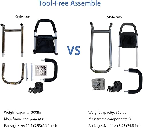 Miniatura 7 de Rieles de cama para adultos mayores riel de asistencia de cama con asas de agarre dobles para entrar y salir fácilmente de la cama, riel de cama con
