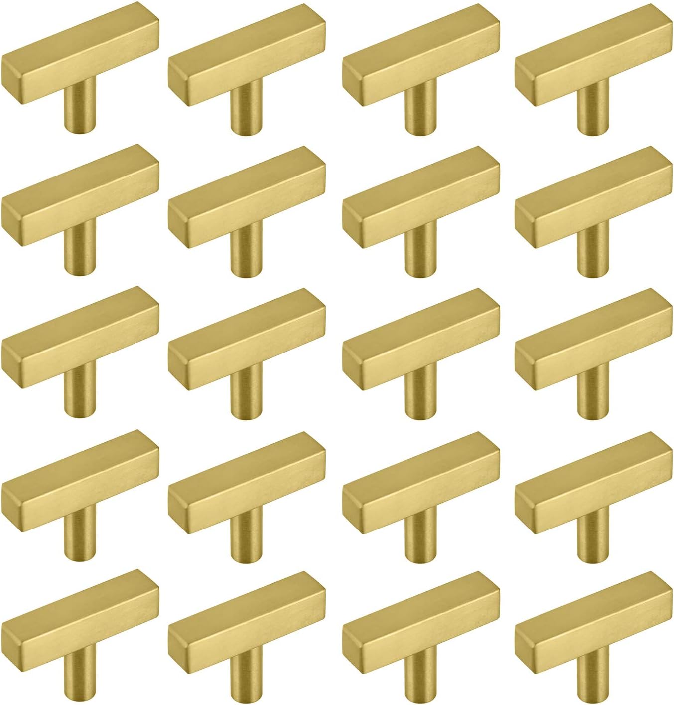 Gold Kitchen Cabinet Handles:Hole Center 3” Square Gold Furniture Pulls and Handles,Euro Style Bar Handle Pull Total Length 5inch Dresser Handles10Pack, Hole Center:3" (76mm)