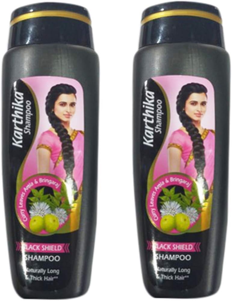 Karthika Black Shield Shampoo with Amla, Curry leaves and Bringraj, 175ml, Pack of 2