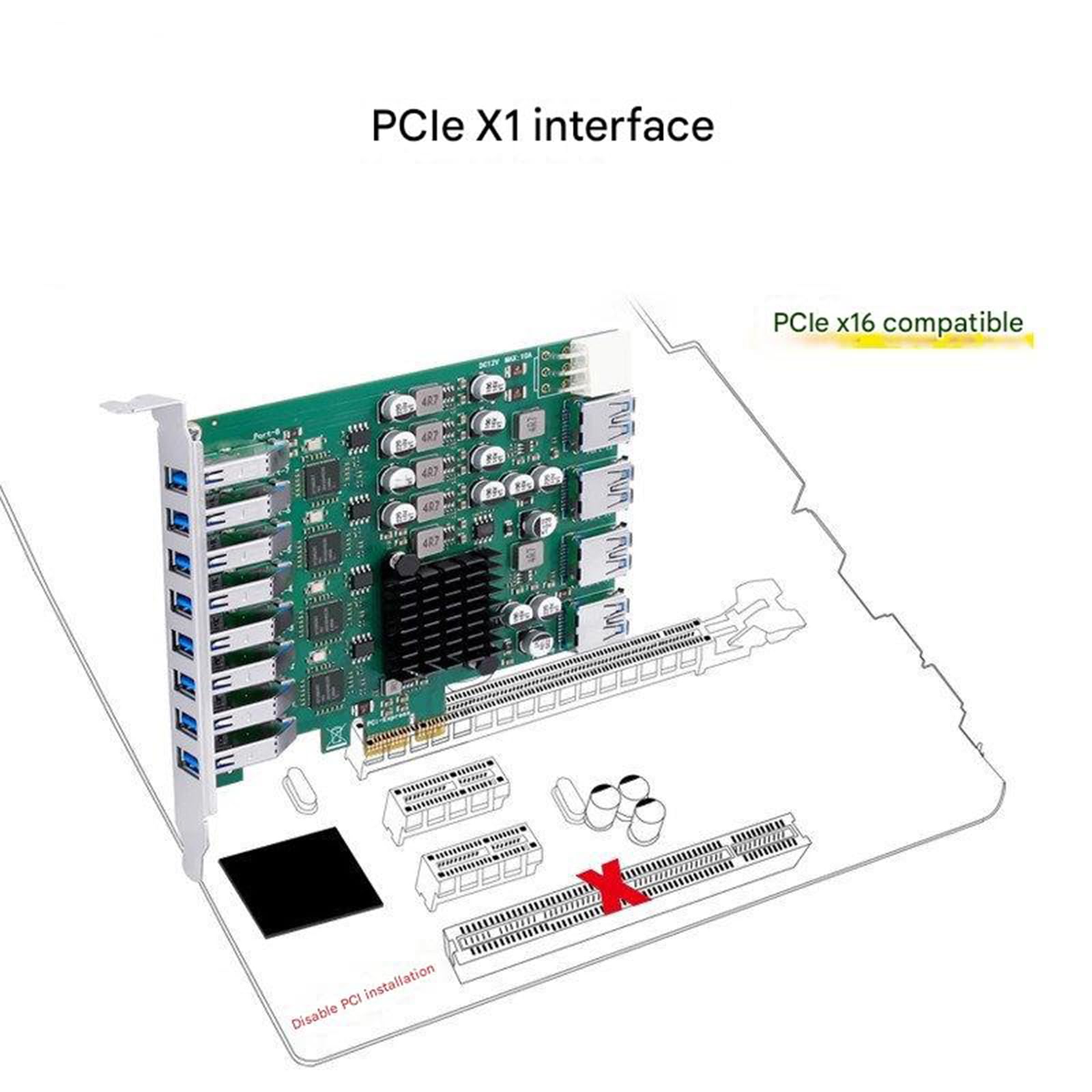 Slot PCIe 1X a 4 convertitori Porte USB 3.2 Gen1 velocità Trasmissione 5 Gbps per l ' espansione delle periferiche dei Computer Desktop