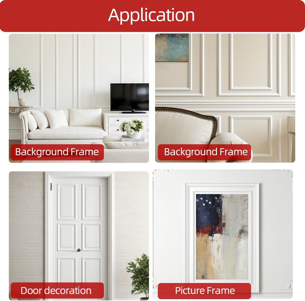 Flexible Wall Molding Trim, 1.24 Inch x 20 Feet Peel and Stick Trim Molding for Tile Edge, Ceiling Border, Wall Trim, Door, Cabinet, Mirror Frame and DIY Home Application