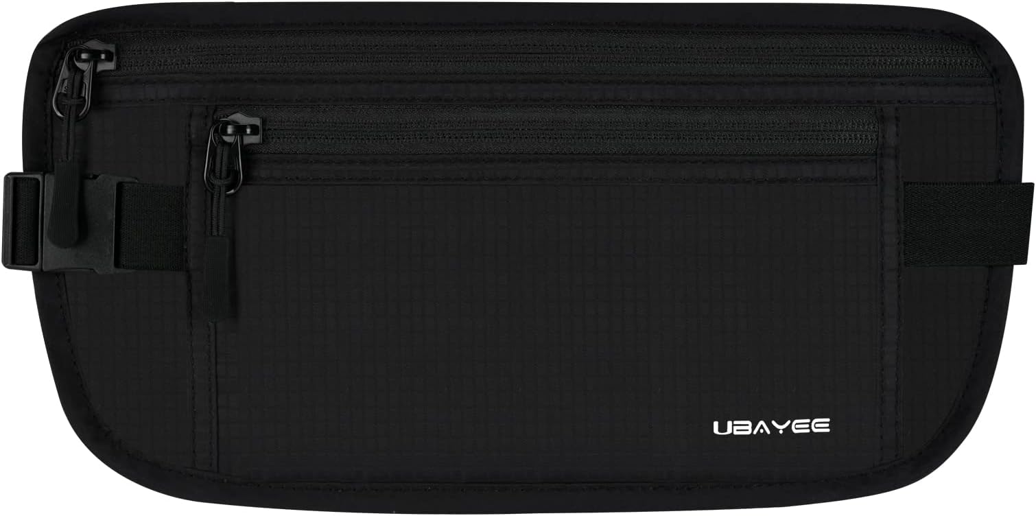 Travel Money Belt Hidden Under Clothes with RFID Blocking for Men and Women, Black