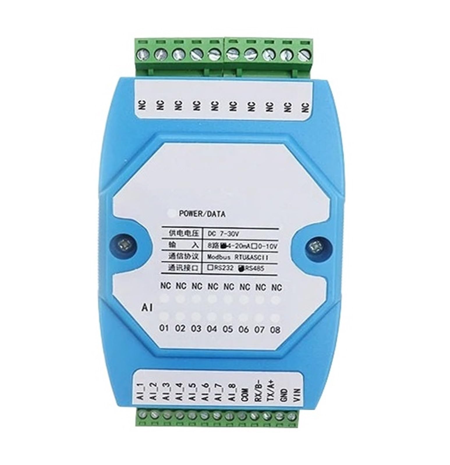 KSZHZYMGX Analog signal acquisition isolated RS485 data module signal to rs485(4way 0-10v to rs485)