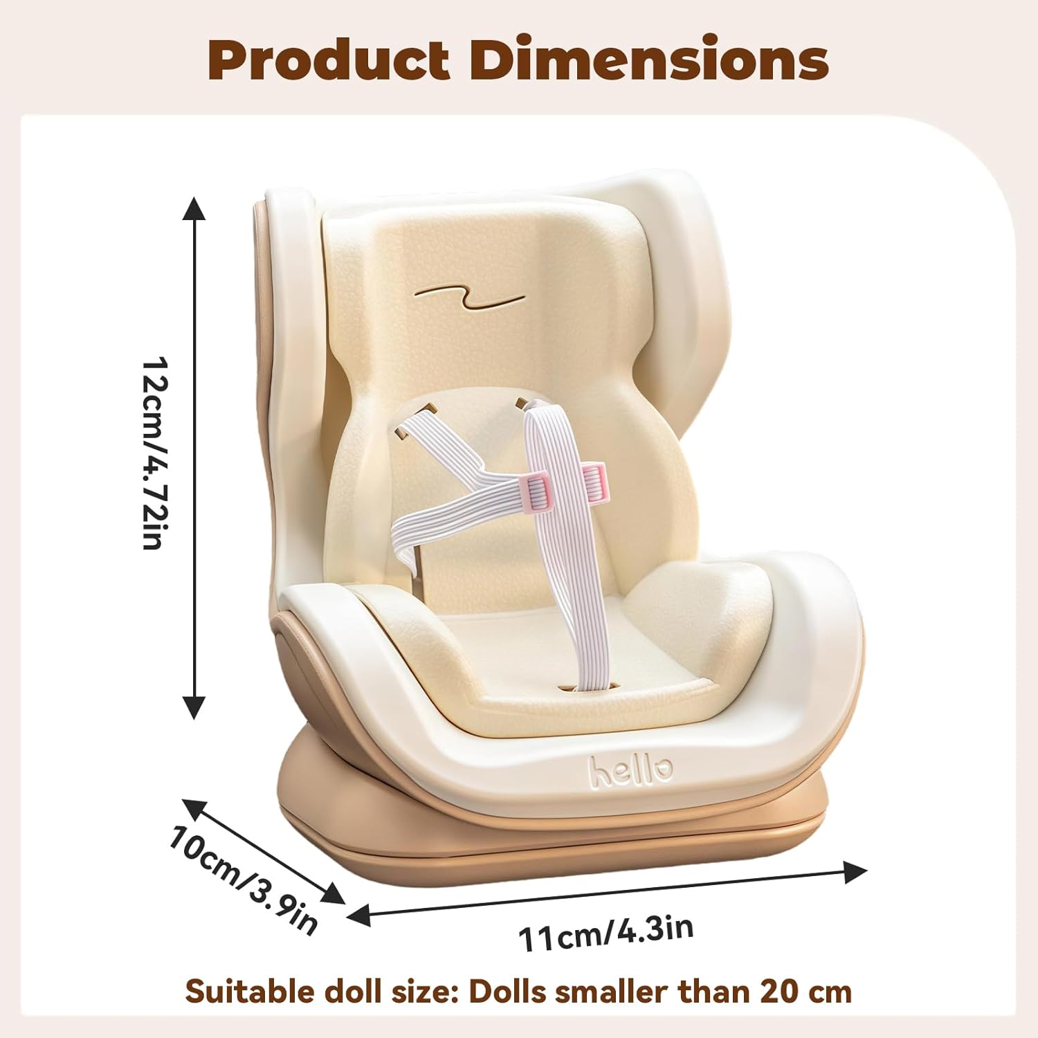 Car Seat Cushion for Dolls, 12 x 11 x 10 cm Car Doll Chair with Adjustable Ventilation, ABS Chair Cars for Dolls for Models 10 to 17 cm for Desk Ventilation Cars