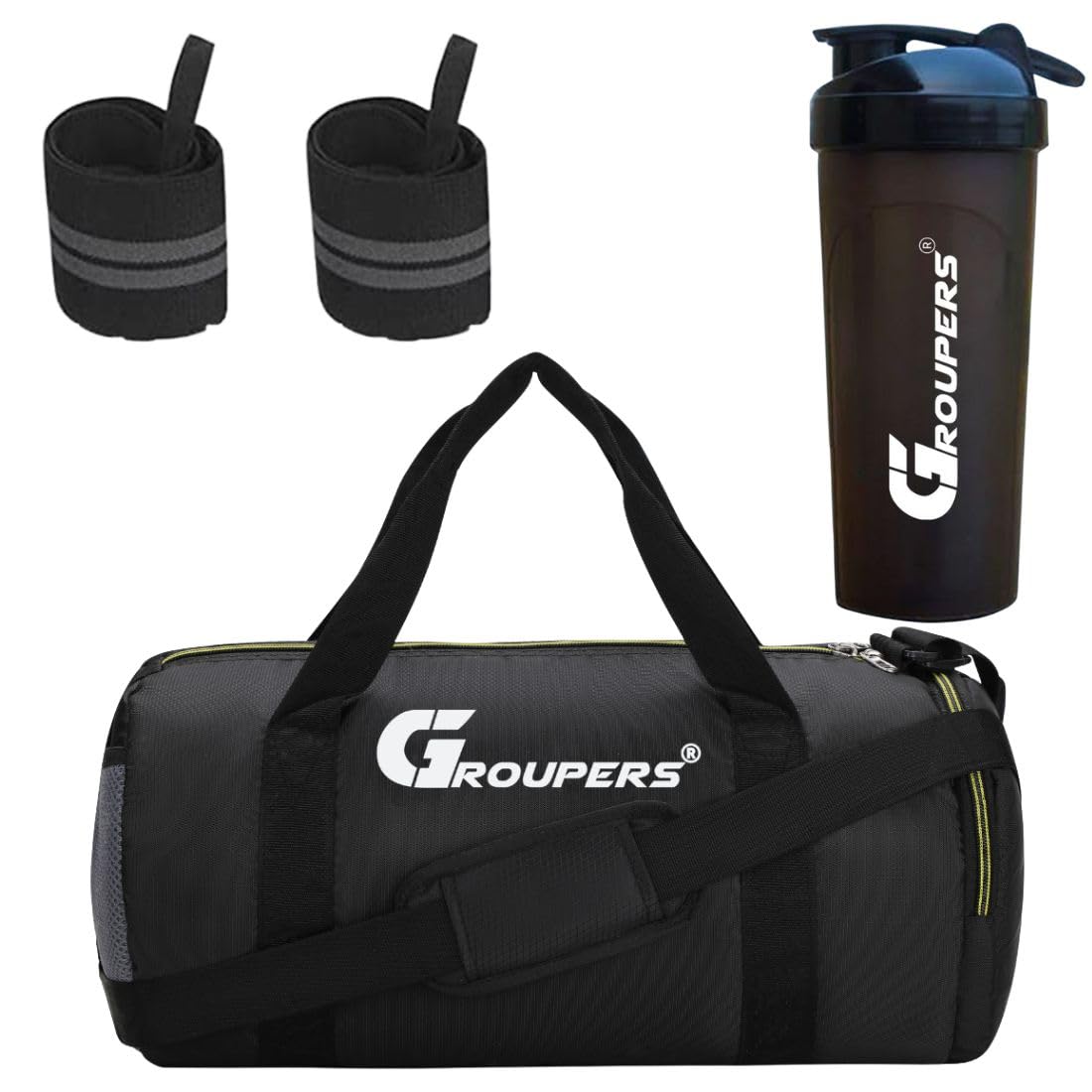 Duffle Polyester Bag with Wrist BandlShaker Bottle -700 ML (Black)-image-25