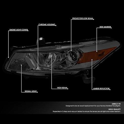 Miniatura 2 de Par de faros delanteros de esquina ámbar ahumados compatibles con Honda Accord 2-DR Coupe 08-12