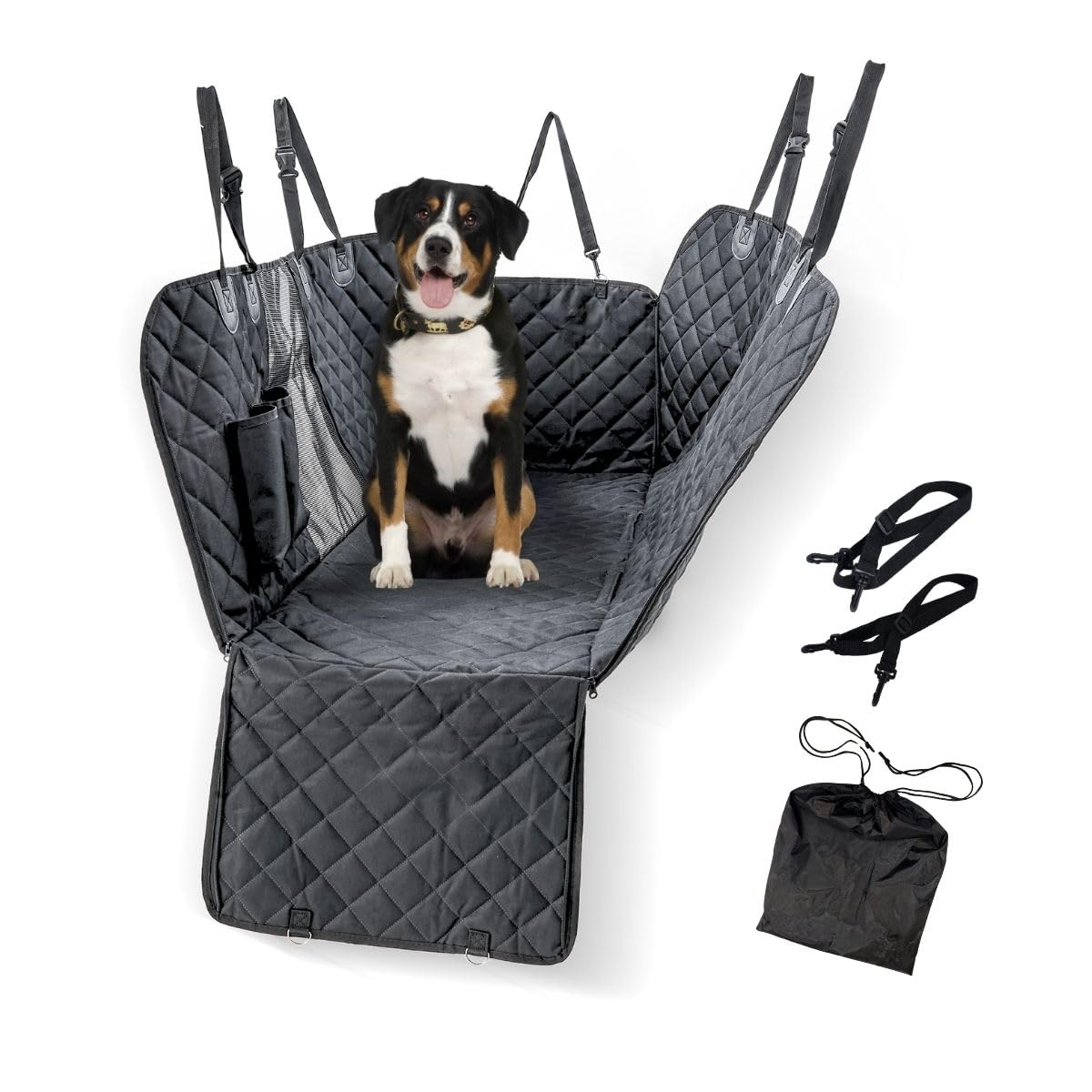 Mobiclinic® pets, Pokrowiec na fotel samochodowy dla psów, Sammy, Uniwersalny, Antypoślizgowy, Wodoodporny, Kieszeń boczna, Regulowane paski, Niskie składanie, Torba transportowa, Do bagażnika