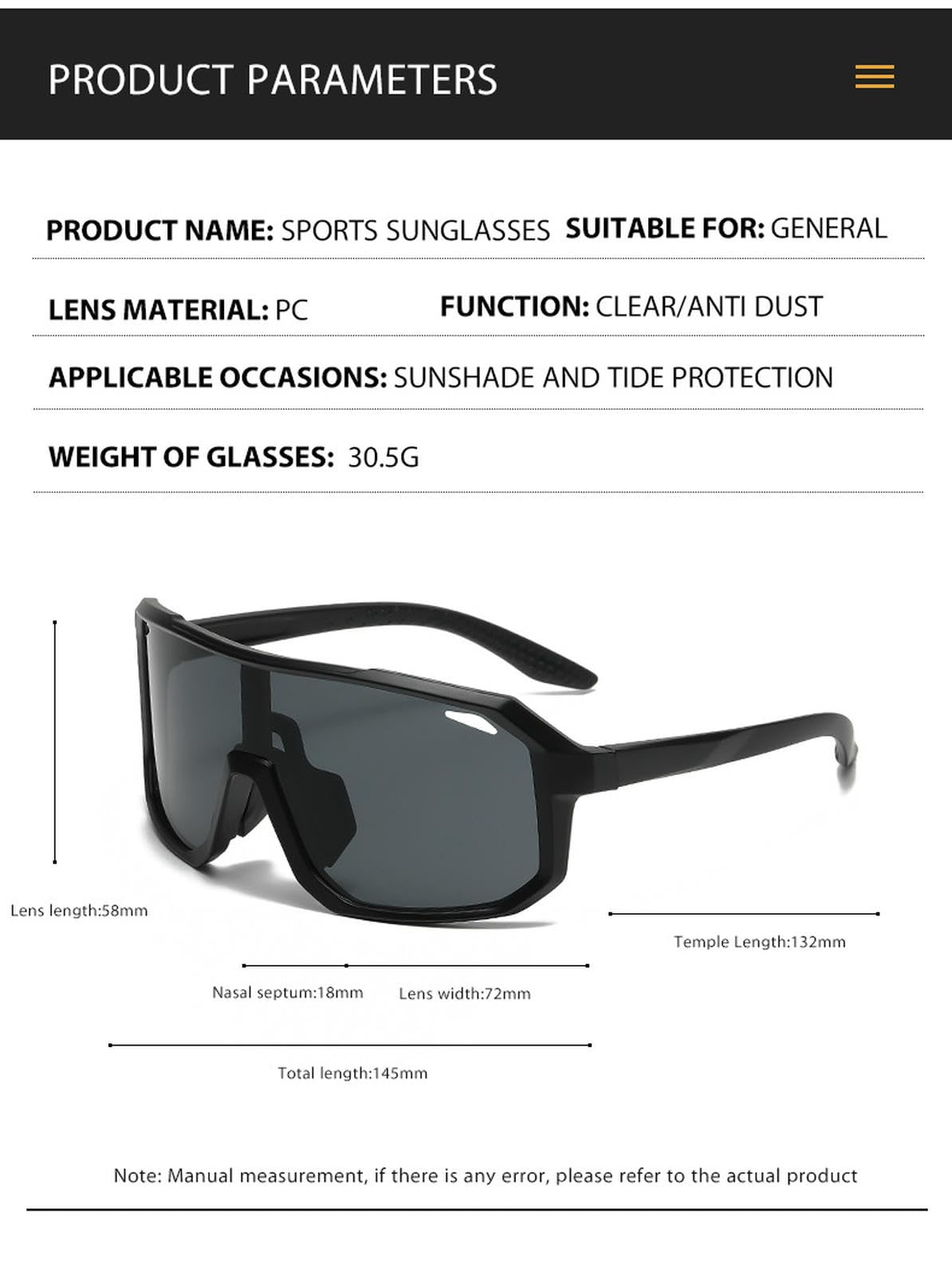 Sonnenbrille Sport Übergroße Quadratische Rahmen Brille Für Radfahren, Laufen, Fahren Mit Uv400 Schutz-c