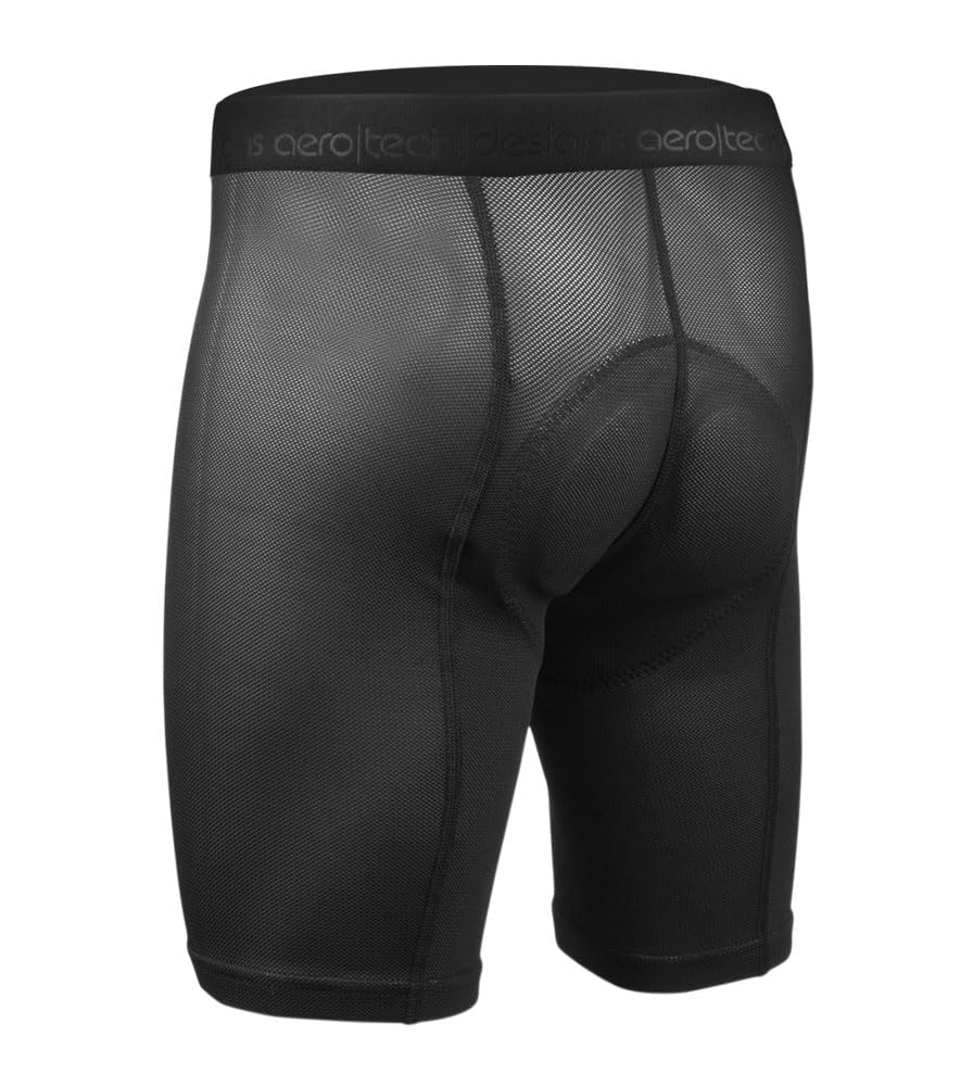 AERO|TECH|DESIGNS | Men's Elite Liner Shorts | Long Distance Cycling Underwear | Black Mesh | X-Large