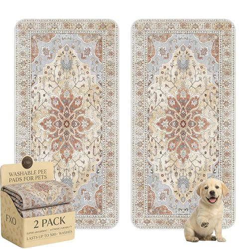 Image of Washable Pee Pads for Dogs,Great Urine Absorbent Reusable Puppy Training Pads,Waterproof,Leak-Proof & Non-Slip Potty Pads for Whelping,Crate,Playpen,Bed.(Orange Amber Floral,36 inchx72 inch)