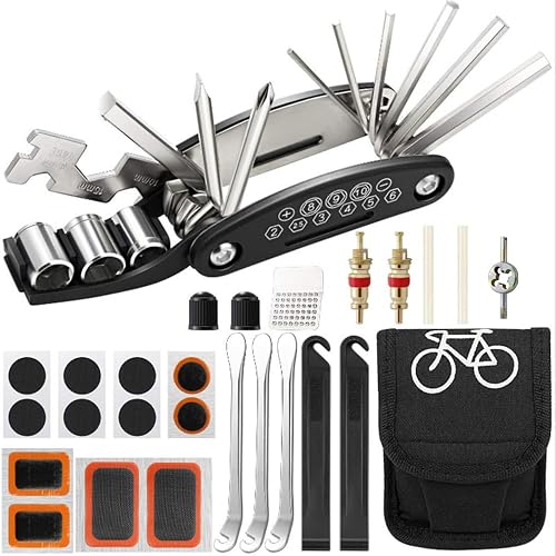 ALANES Bicycle Repair Kit, 16 in 1 Bike Multitool with Bike Tire Levers Hex Spoke Wrench, Portable Bike Tool Kit for Road Mountain Bikes Cycling Maintenance (34 Pieces)