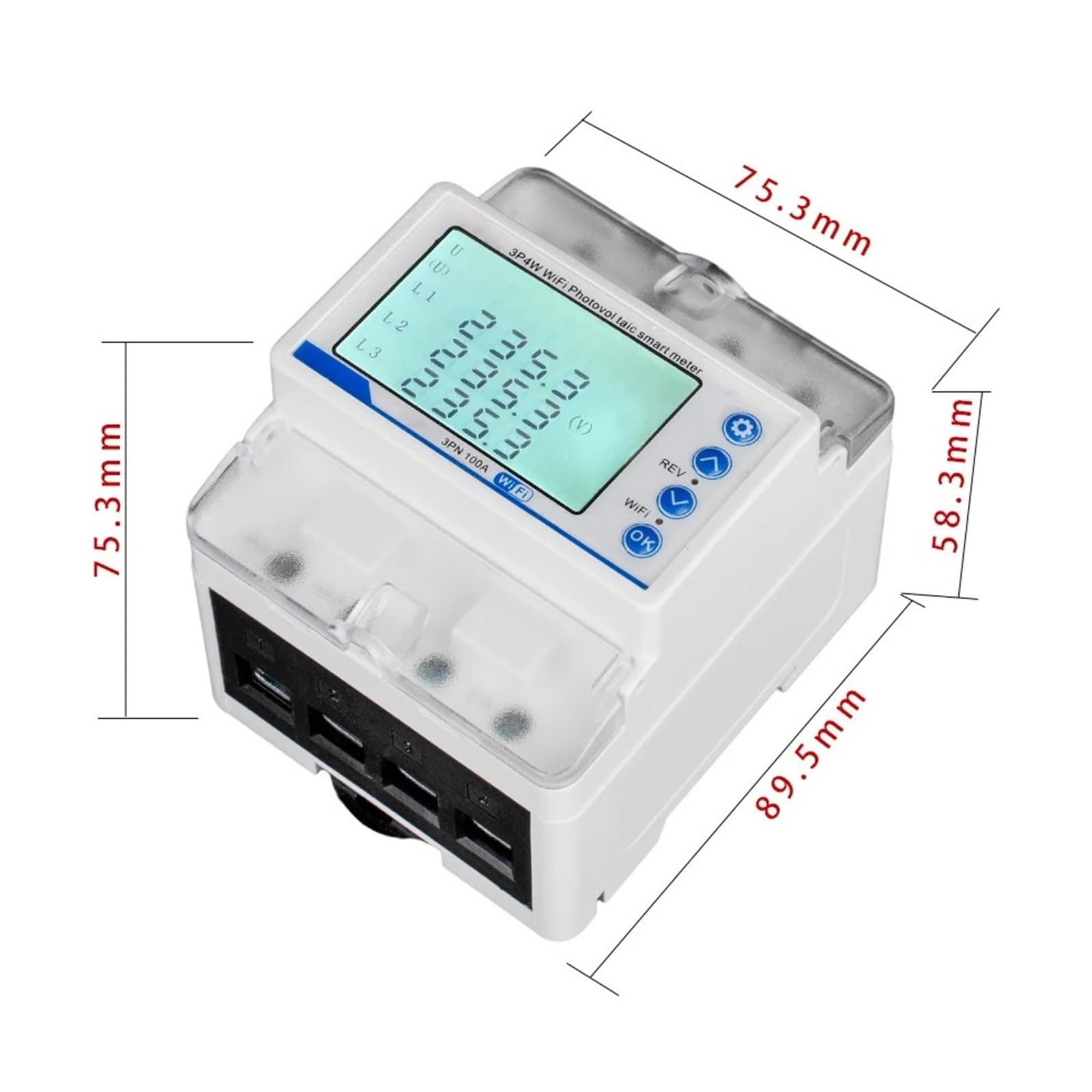 Monitor Energii Inteligentnego Licznika Tuya WiFi 3P4W Inteligentny Przerywacz Miernik Fotowoltaiczny Przeciążenie Przepięcie Podnapięcie Ograniczenie Prądu Zabezpieczenie Przed Ponownym Zamknięciem
