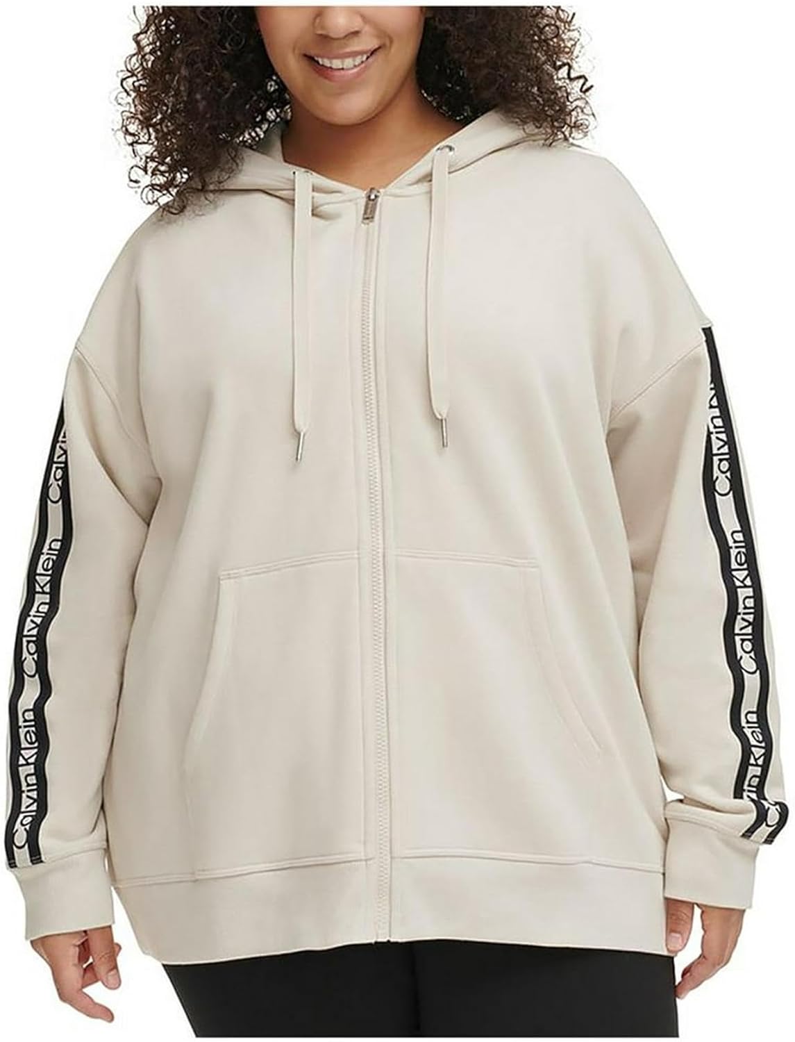 Calvin Klein Womens Plus Logo Cotton Hoodie Gray 2X