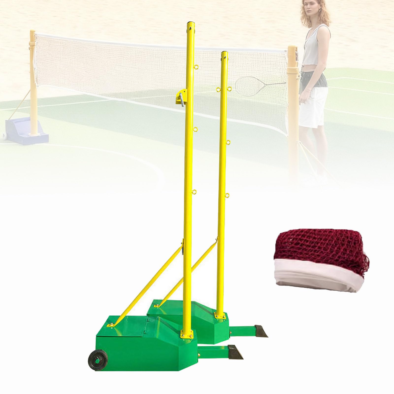 Rete da Badminton Portatile con Ruote e Pali