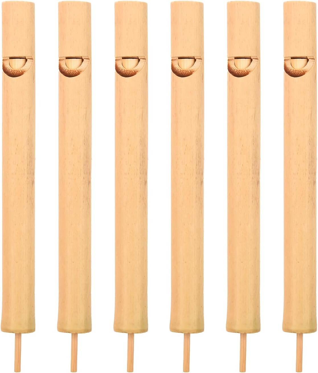 NAUZE 6 Pieces Bamboo Slide Whistles Fair Trade Flutes Bird Whistle Simulated Bird Call Musical Instrument Toy for Children Kids Beginner