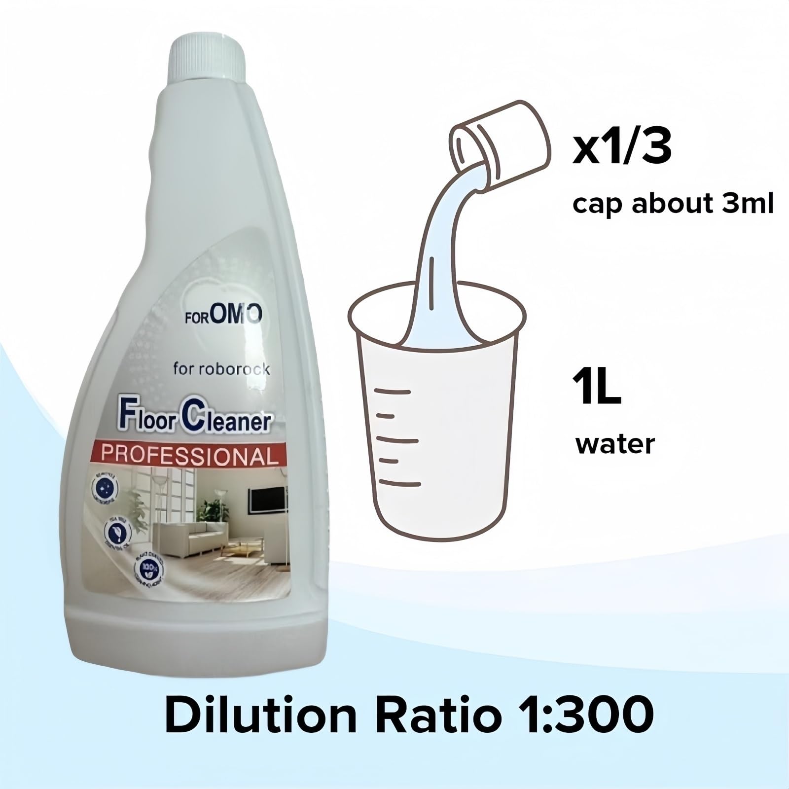 Líquido Limpiador De Suelos Embotellado De 450 Ml. Limpiador De Pisos Compatible Con Roborock S7 S8 S9 Pro MaxV Ultra Dyad F25 U10