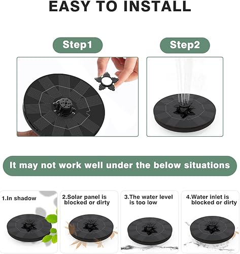 Miniatura 7 de Xinhong Fuente de baño solar para pájaros, fuente solar de 3 W para exteriores con boquilla de rotación, fuente de agua solar para riego de jardín,