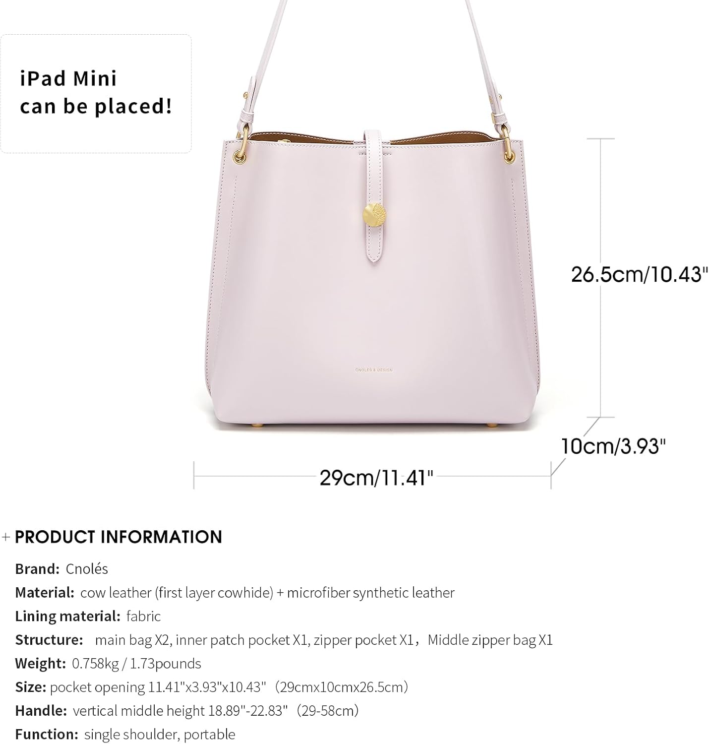 Cnoles Women Genuine Leather Designer Tote Bags Purses And Handbags For Women Fashion Ladies Top Handle Shoulder Satchel Bag - Image 3