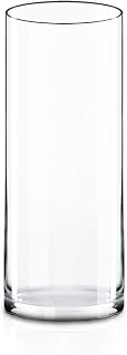 CYSEXCEL Hand-Blown Clear Glass Cylinder Vase 12"H x 4"D - Elegant Flower Centerpieces, Floating Candle Holders, Wedding Decor