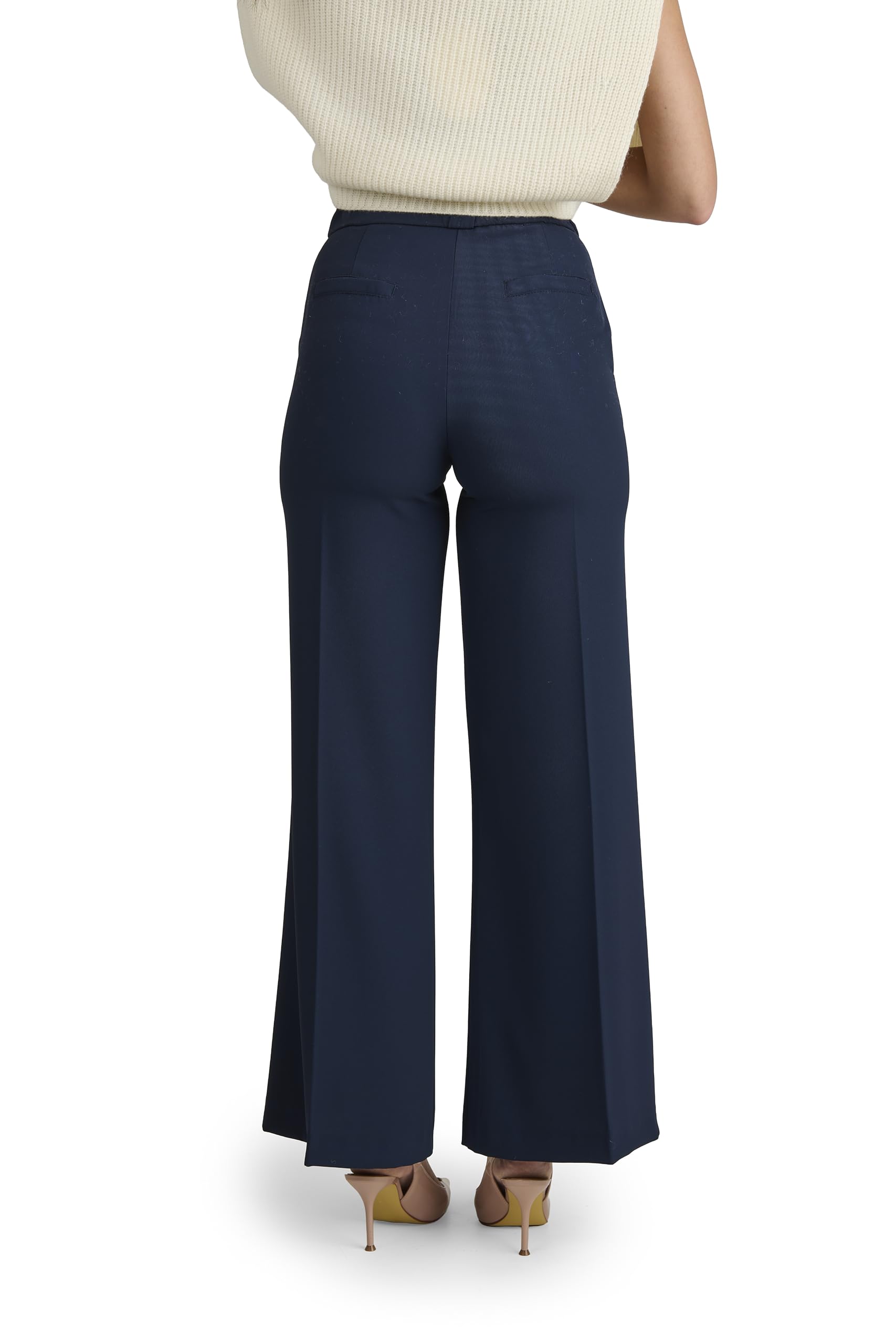 Pantaloni Donna Eleganti Vita Alta, Pantaloni Sartoriali in Poliestere Made in Italy, Pantalone Donna Taglio Classico per Ufficio e Cerimonia
