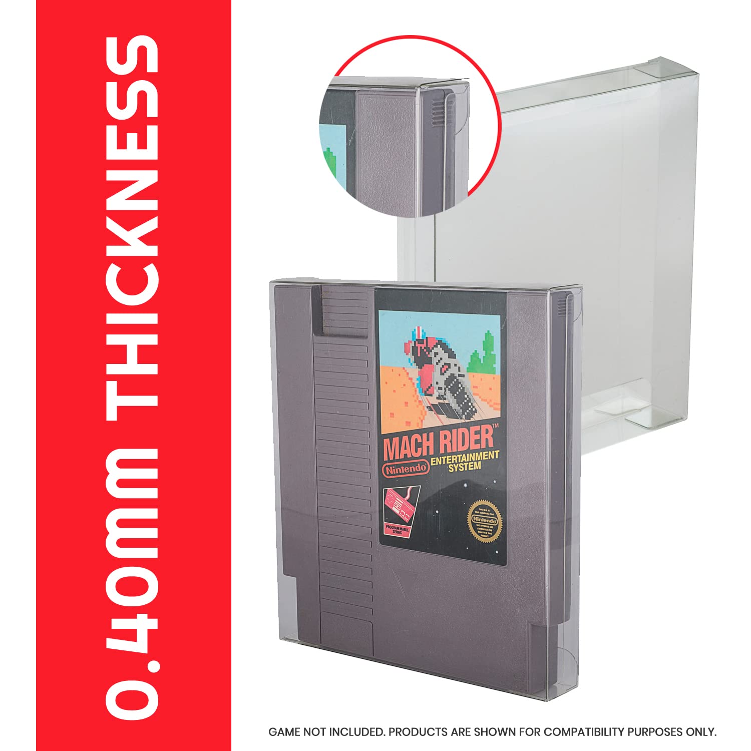Protector de cartucho clásico para videojuegos NES compatible con Nintendo NES Games Cart - Protector de videojuegos PET de 0.40 mm compatible con Duck Hunt, Adventure Island, Mega Man, Punch Out