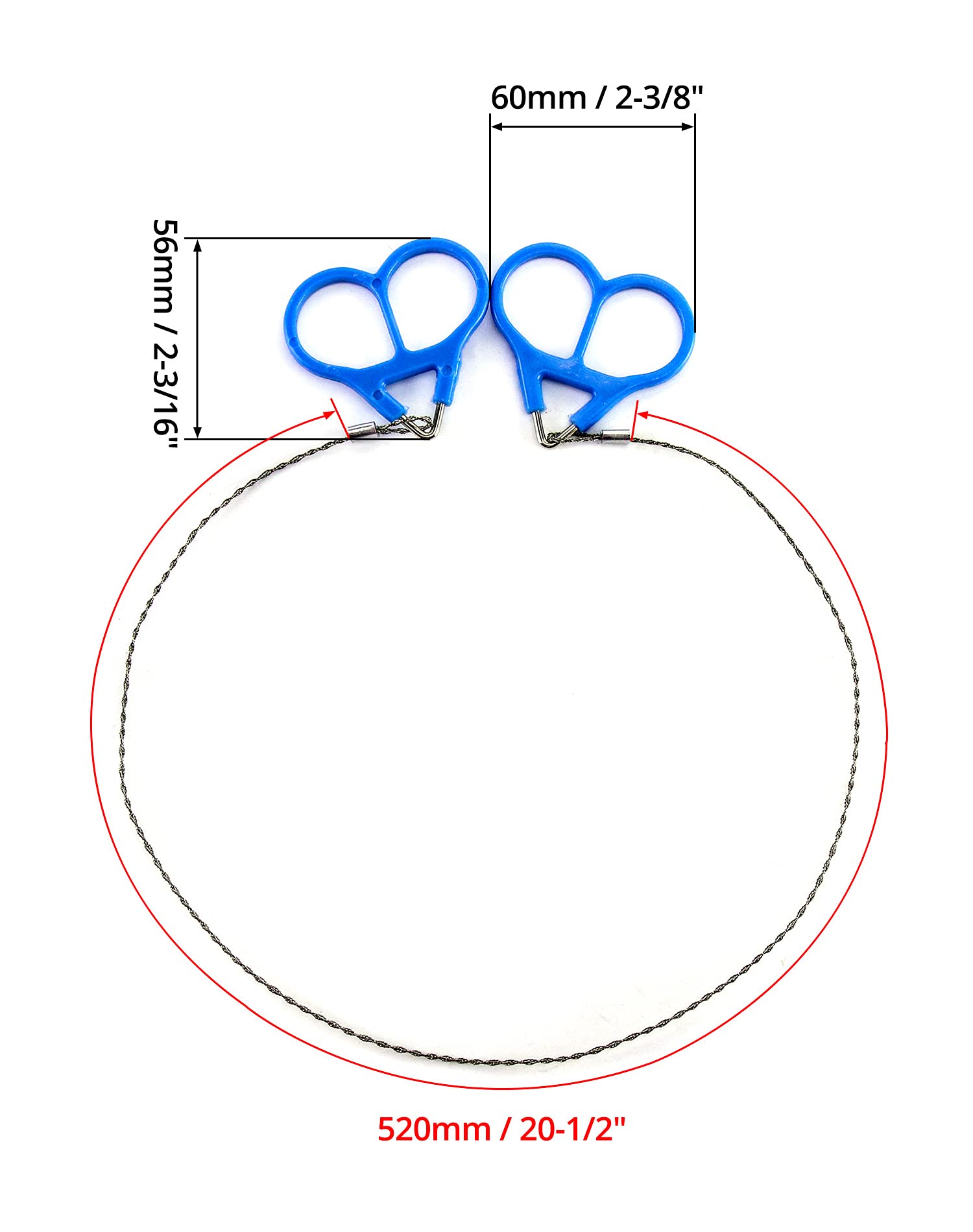 QWORK® 4 pezzi Sega a filo, Sega a Catena in Acciaio Inossidabile da 52 cm, Per Il Taglio di Alberi, Attrezzatura per zaino in Spalla, Camping, Hunting, Hiking
