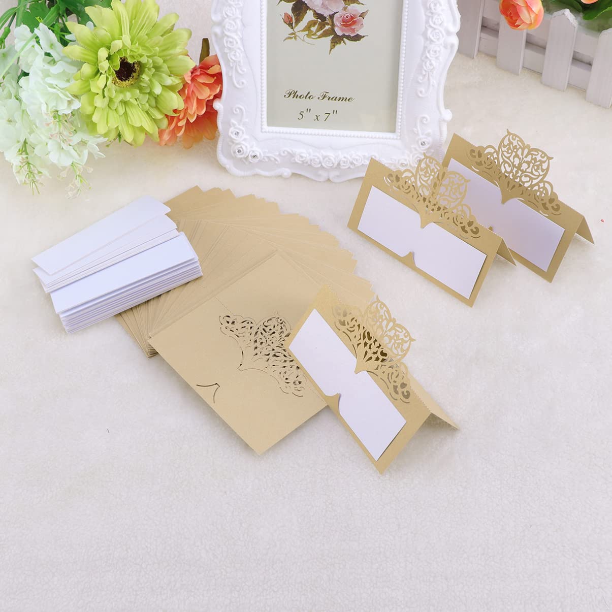 MAGICLULU 150stücke -cut Floral Platzkarten Für Hochzeiten Elegante Tischkarten Zur Namensbeschriftung Für Bankette Und Feierlichkeiten Goldfarben Für Hochzeitsdeko Und Veranstaltungen