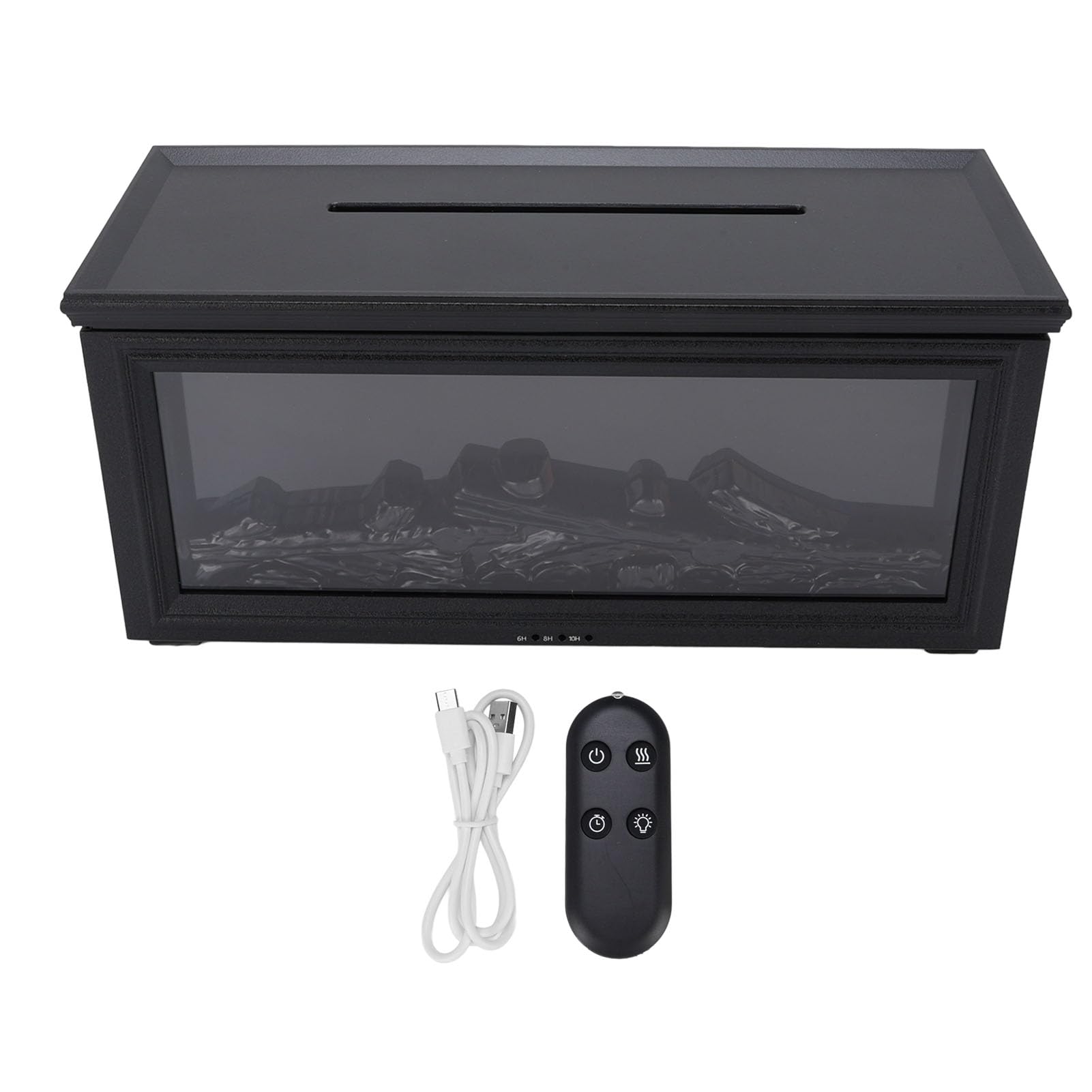 AUNMAS Diffusore di Aromaterapia per Camino, Diffusore di Oli Essenziali a Ultrasuoni da 280 Ml con Telecomando, 7 Luci Colorate e Spegnimento Automatico, Umidificatore per Casa, (BLACK)