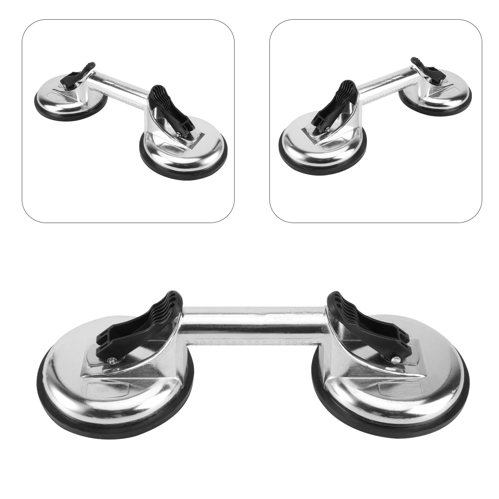 Ipetboom Teller mit Saugnapf Glaszieher Vakuumsaugnapf Glasheber Werkzeug für Glatte Oberflächen Rutschfeste Aluminiumlegierung Griff Stabile Leistung