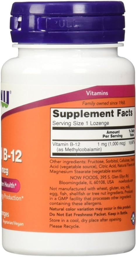 NOW Foods Methyl B-12, 1000mcg, 100 LOZ (Pack de 2) miniatura 2