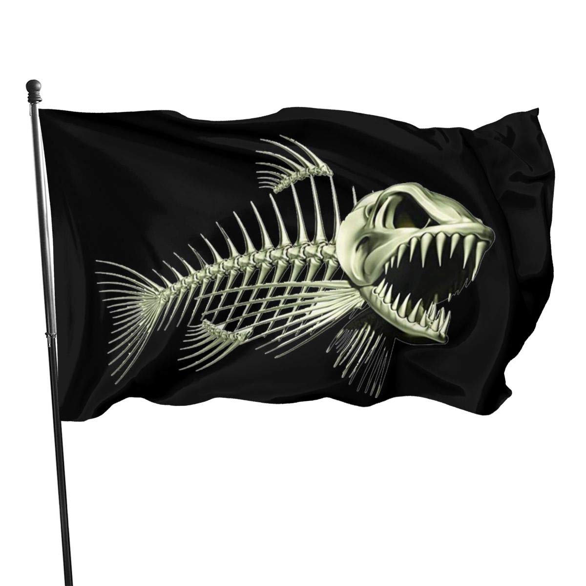 GUYJB Skeleton Fish Flag 3x5 FT, Durable Polyester, Ft Polyester Flag for Outdoor Decoration-Merchandise for Indoor/Outdoor Use (100% Polyester, 3 X 5 Ft)