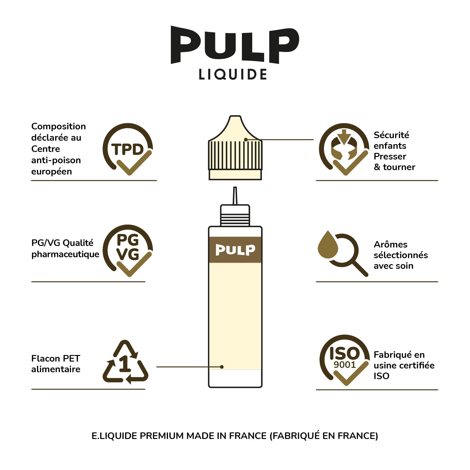 E-Liquide Cigarette Electronique PULP Verveine Pamplemousse Rose - Goût :  Verveine, agrumes, pamplemousse rose – Sans Nicotine –70 PG/30 VG - 10 ml