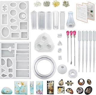 LET'S RESIN Resin Jewelry Molds for Beginners,16Pcs Resin Jewelry Making Kit with Barcelet Molds,Pendant Molds,Ring Molds,Resin Silicone Molds for Epoxy Resin,UV Resin