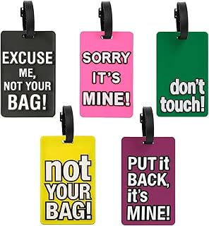 نالاندا 5 قطع من بطاقات تعريف الامتعة مع بطاقة هوية الاسم، بطاقات تعريف من السيليكون لحقيبة السفر للنساء والرجال (متعددة الالوان)