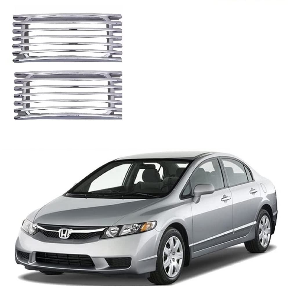 Suma Cart Stylish Elgent look Car Side Indicators/Lamp Chrome Jaali Universal Fit Silver Chrome Car Accessories for Honda Civic Type 01 Car (Set of 2)