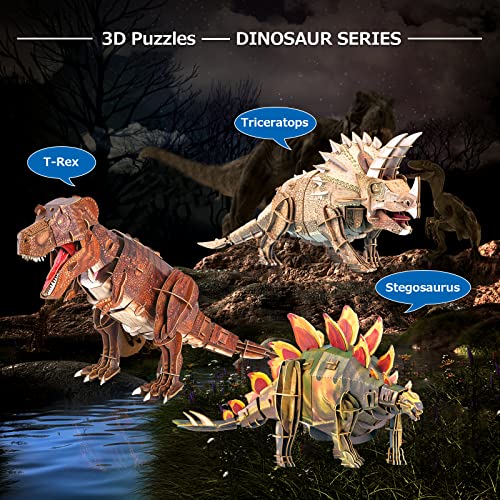 Mieredu Diy 3D Wooden Puzzle-Dinosaur Puzzles Animal 3D Puzzles For Kids Ages 8-10-12-14,Brain Teaser Toys Art Craft Kits For Adults Kids (T-Rex) #TOP5